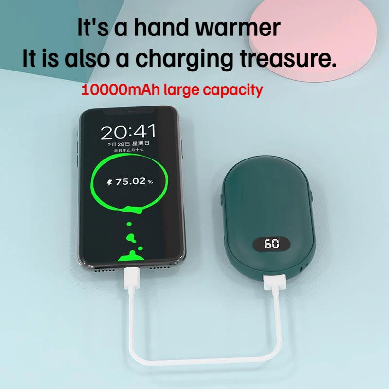 New Hand Warmer Power Bank 2in1 USB Rechargeable Winter Mini Hand Warmer Electric Heater Pocket Warmer high-capacity Winter Gift - BuyCheap123